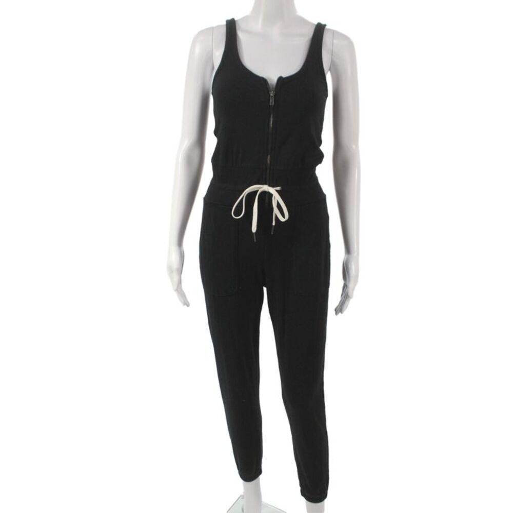 Philanthropy Women Jumpsuit Black Sleeveless Drawstring Cotton Size XS